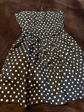 Classic Strapless Black Polka Dot Dress
